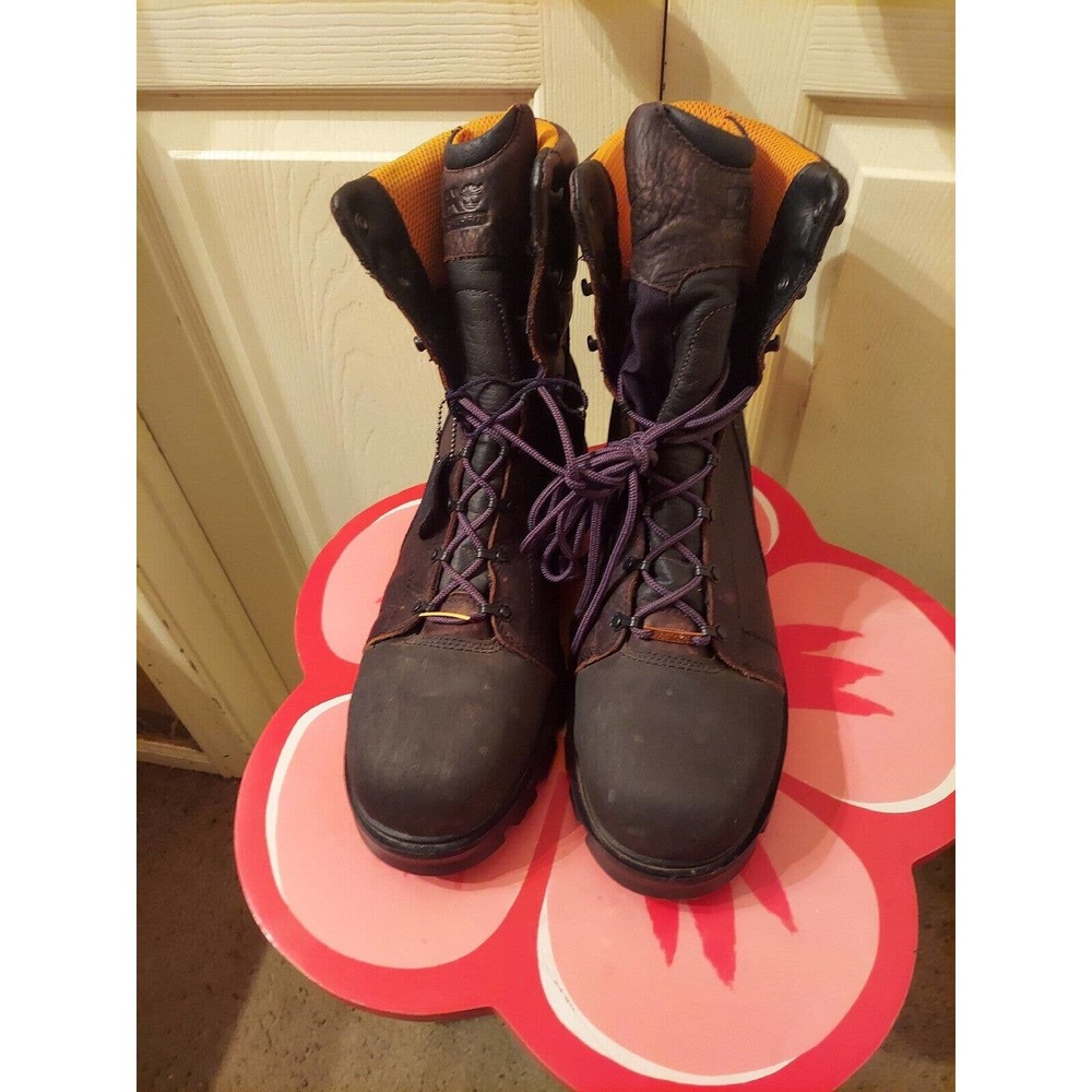 Timberland Pro Men's Steel Toe Black And Brown Leather Boots. 14 M. Very Good .